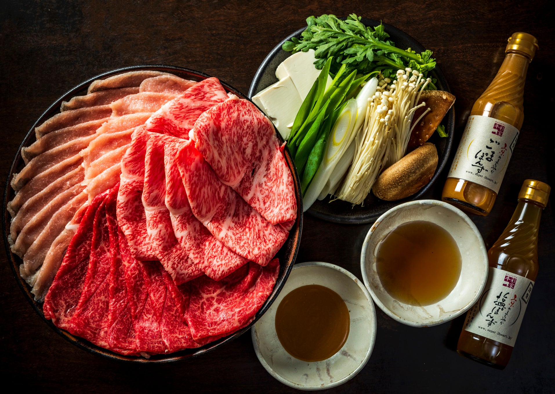 しゃぶしゃぶセット】肉3種（1.5kg）オリジナルポン酢2本付 – 牛彩家 